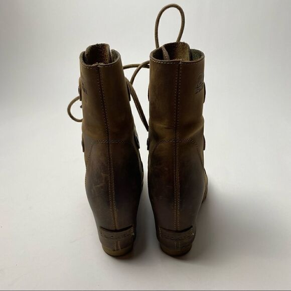 Sorel Joan of Arctic Lace Up Wedge Lexie Wedge Elk Brown Leather 7 - Picture 5 of 6